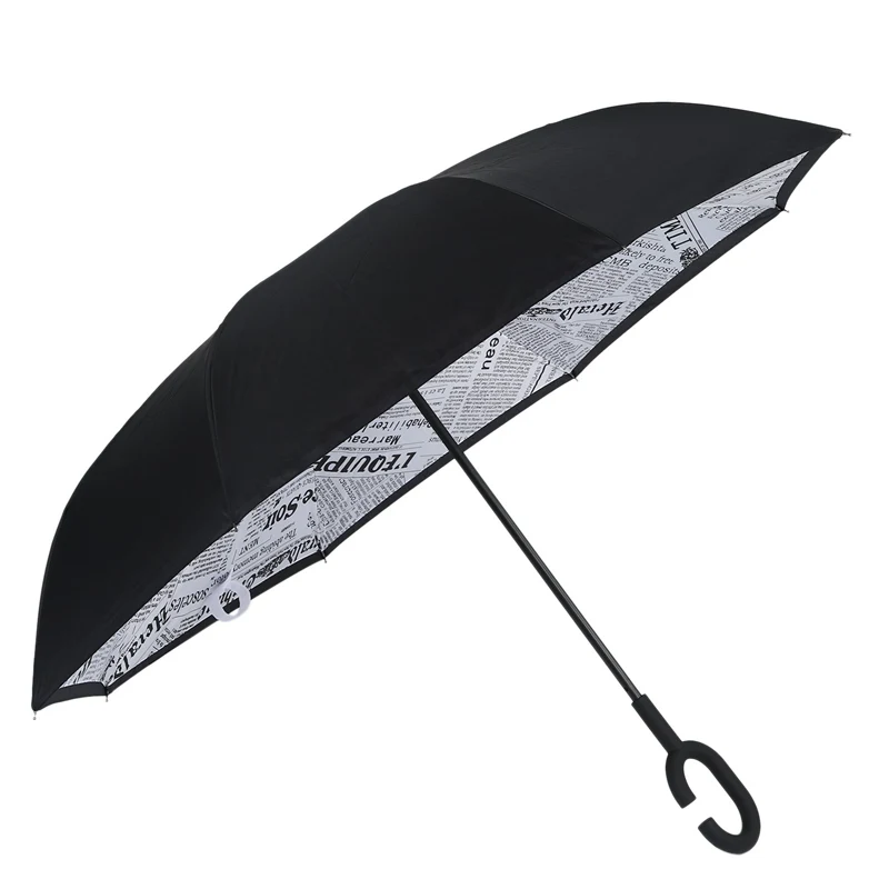 Cena TOP! gazeta składany odwrócony parasol podwójna warstwa odwrócony wiatroszczelny parasol samochodowy dla kobiet