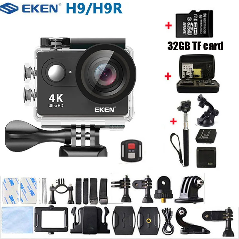 EKEN Экшн-камера H9 H9R Ultra HD 4K WiFi с дистанционным управлением 1080 p/60fps мини-видеокамера на шлем go pro водонепроницаемая Спортивная камера