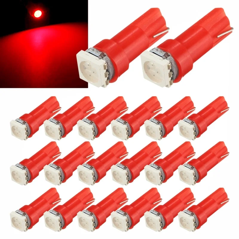 

20pcs T5 74 37 70 73 LED Bulbs 5050 1 SMD White Car Automobile Interior Wedge Instrument Lights Dashboard Gauge Lamp 12V