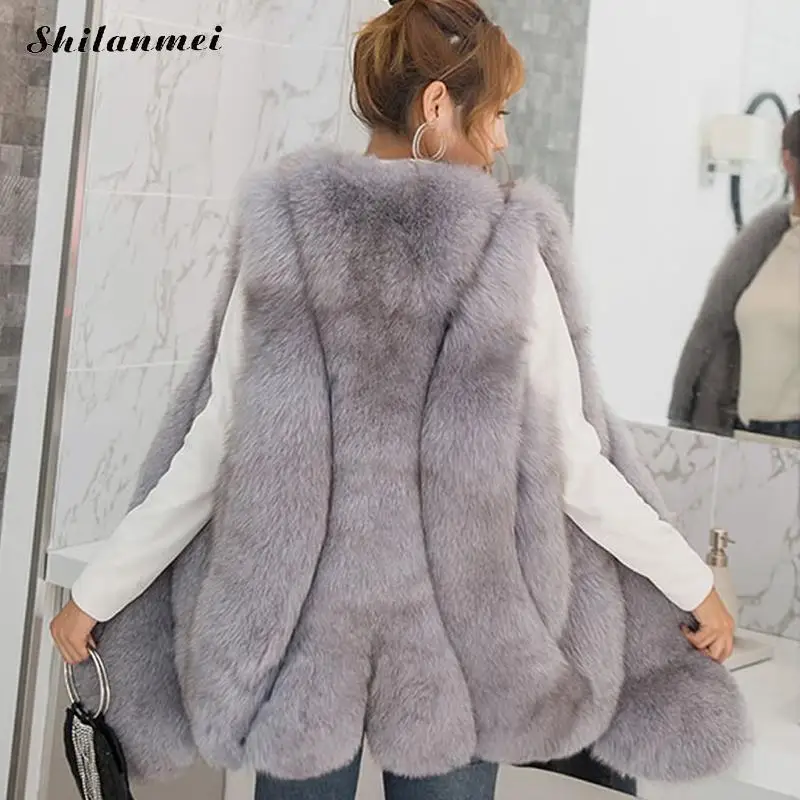 Женское меховое пальто Veste Femme, большие размеры, меховая куртка без рукавов, пальто из искусственного меха, жилет, зимнее пальто, женские осенние вечерние топы с капюшоном