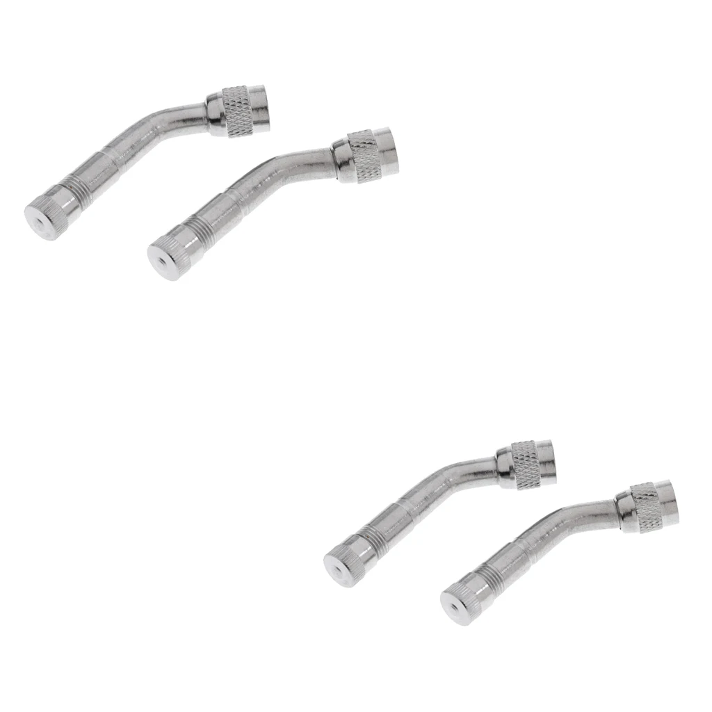 4Pcs Chrome Plated Brass Tyre Tire Valve Stem Extension Adaptors Extenders for Car Truck Trailer RV Trailer Vehicle
