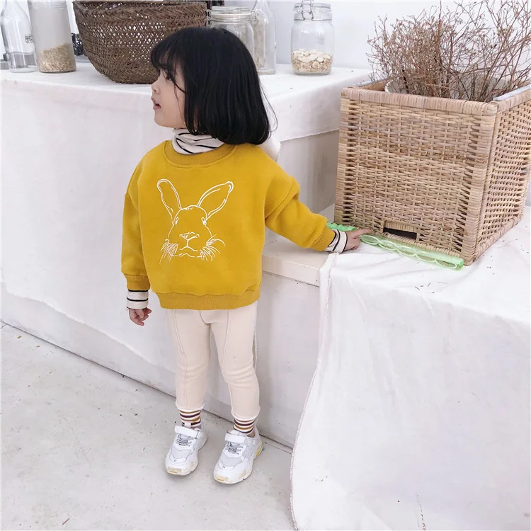 Autumn Winter Baby Girls Sandy Color Thicken Thread Patchwork Skinny Pants Kids All-match Fashion Leggings Render Pants