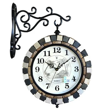 

3d Large Wall Watch Silent Double Sided Wall Clock Creative Metal Electronic Quartz Clock Promotion 2019 Duvar Saati decor SC016