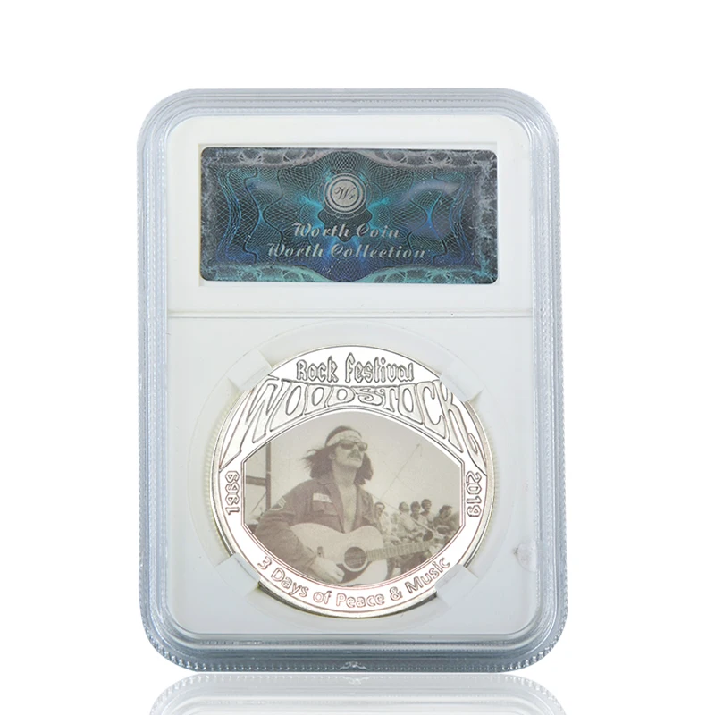 coin2 with case WR 50-летие дровосков фестиваль серебряные коллекционные монеты с держателем рок музыка наградная монета подарок дропшиппинг - Цвет: coin2 with case