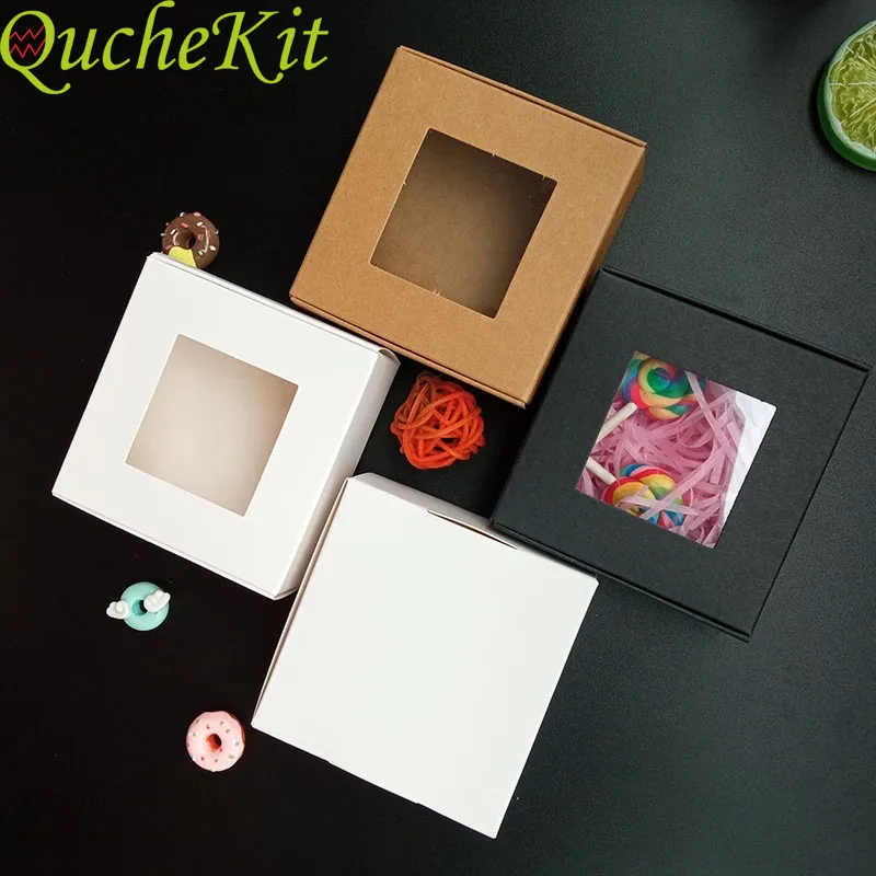 

100pcs Large Kraft Paper Gift Box 2021 New Year Christmas Goods Packaging Bags For Chocolate Cookie Jewelry Present Soap Case