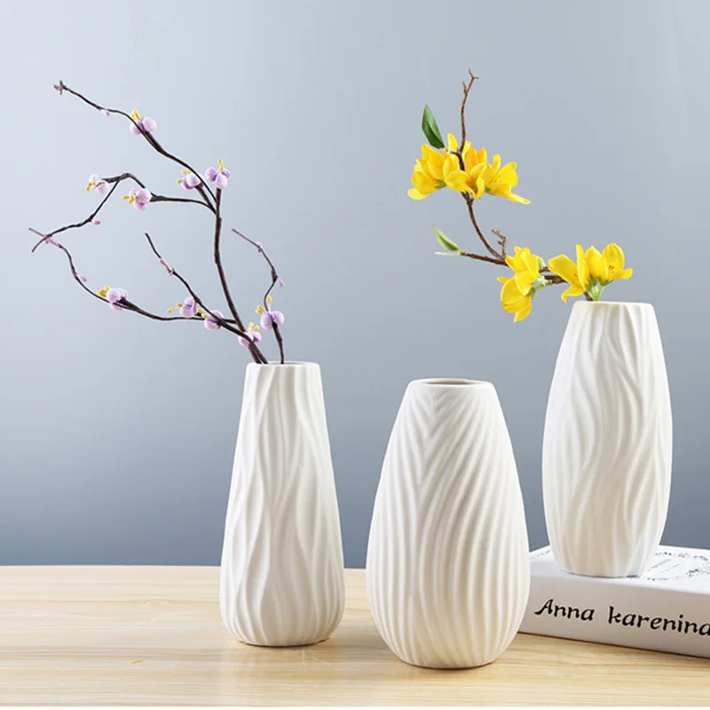 Kaufen 1 Pcs Klassische Weiße Keramik Vase Moderne Einfache Kunst und Handwerk Blume Anordnung Porzellan Vase Kreative Geschenk Hause Dekoration VC