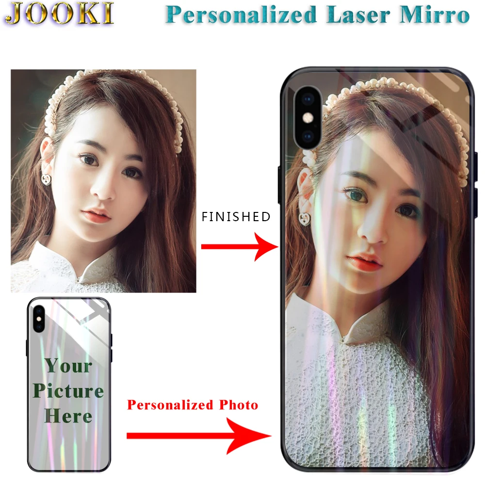 

A40 Customized Luxury Laser Mirror Case For Samsung Galaxy A40 Tempered Glass personalized Photo Back Cover