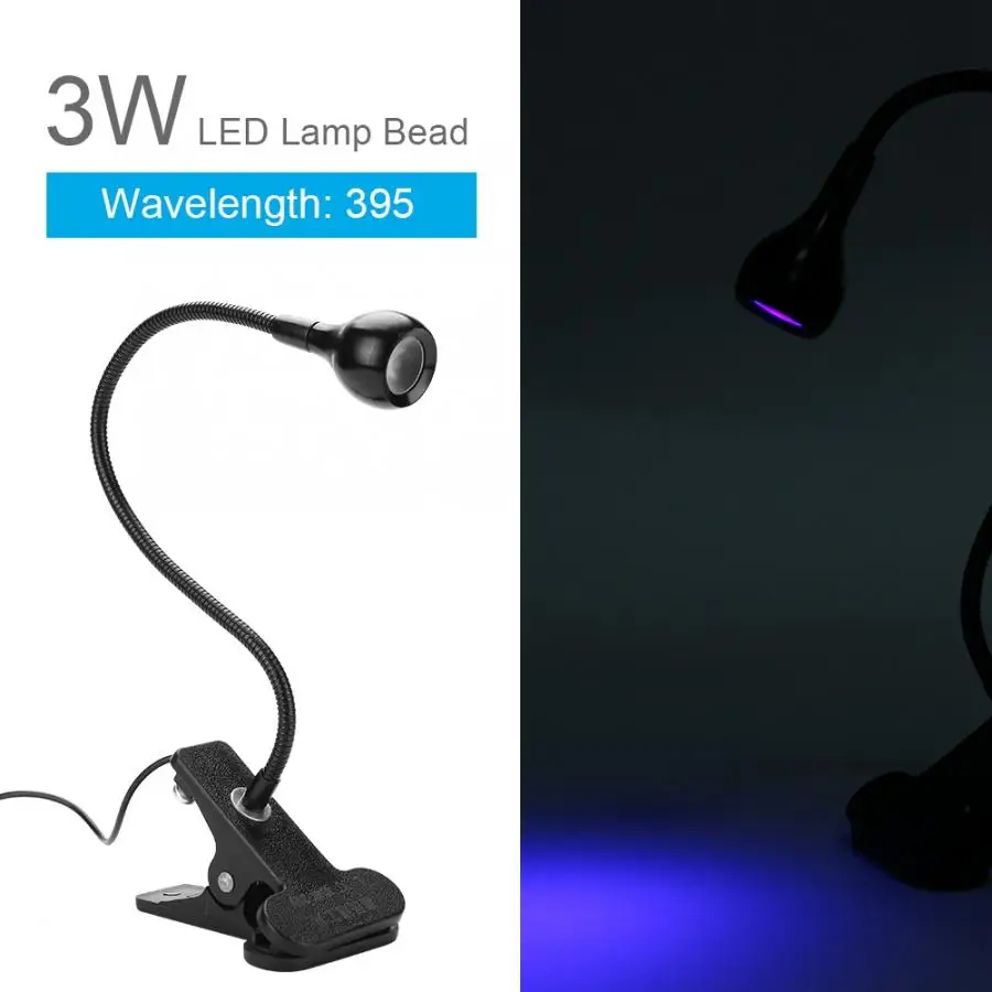 USB 3W УФ лампа для клея Plug and Play флуоресцентный агент обнаружения Ультрафиолетовый светодиодный светильник с зажимом и переключателем для ремонта телефонов