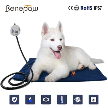 

Papipet Electric Pet Heating Pad Cosy Removable Cover Waterproof Dog Bed Mat 7 Level Adjustable Temperature Chew Resistant Cord
