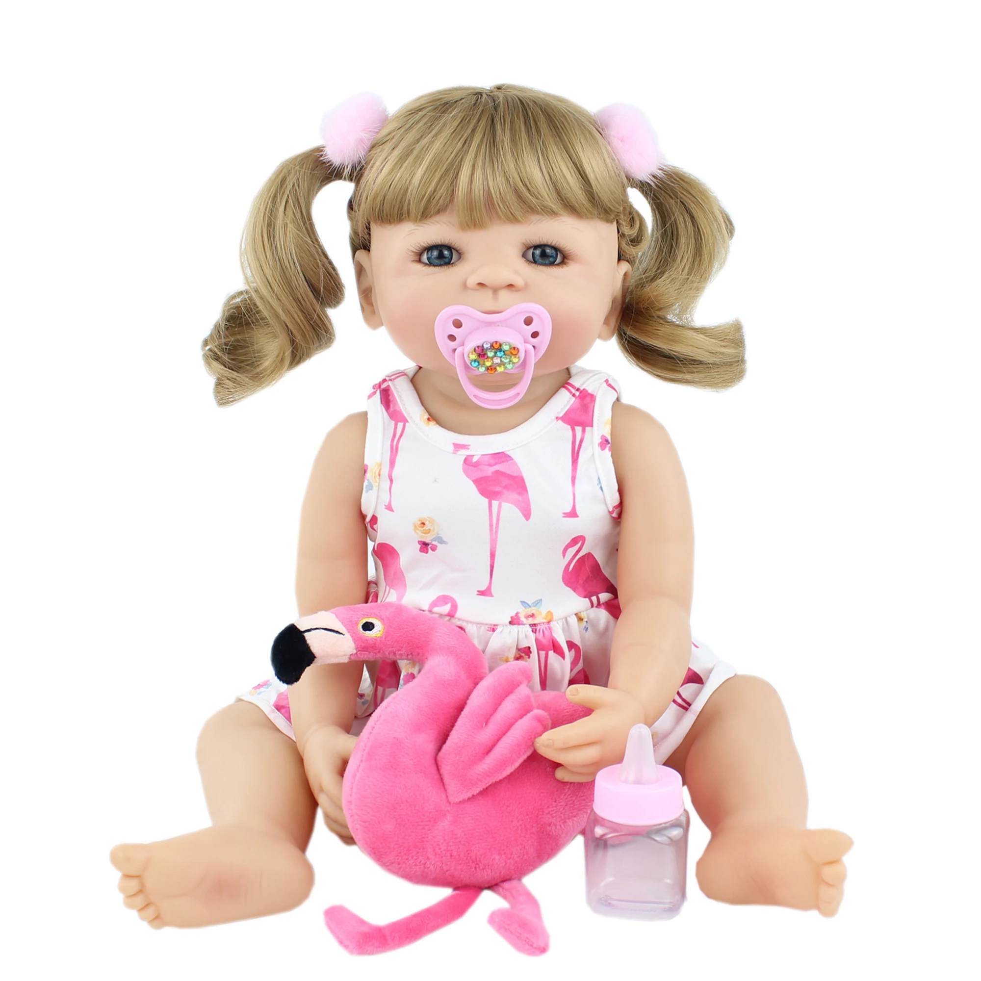 55cm Full Silicone Reborn Baby Doll Toy For Girl Blonde Princess Toddler Alive Babies Realistic Classic Boneca Play House | Игрушки и