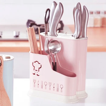 

Multifunction Cartoon Kitchen Knife Holder Plastic Spoon Fork Chopsticks Knives Storage Rack Organizer Knife Block