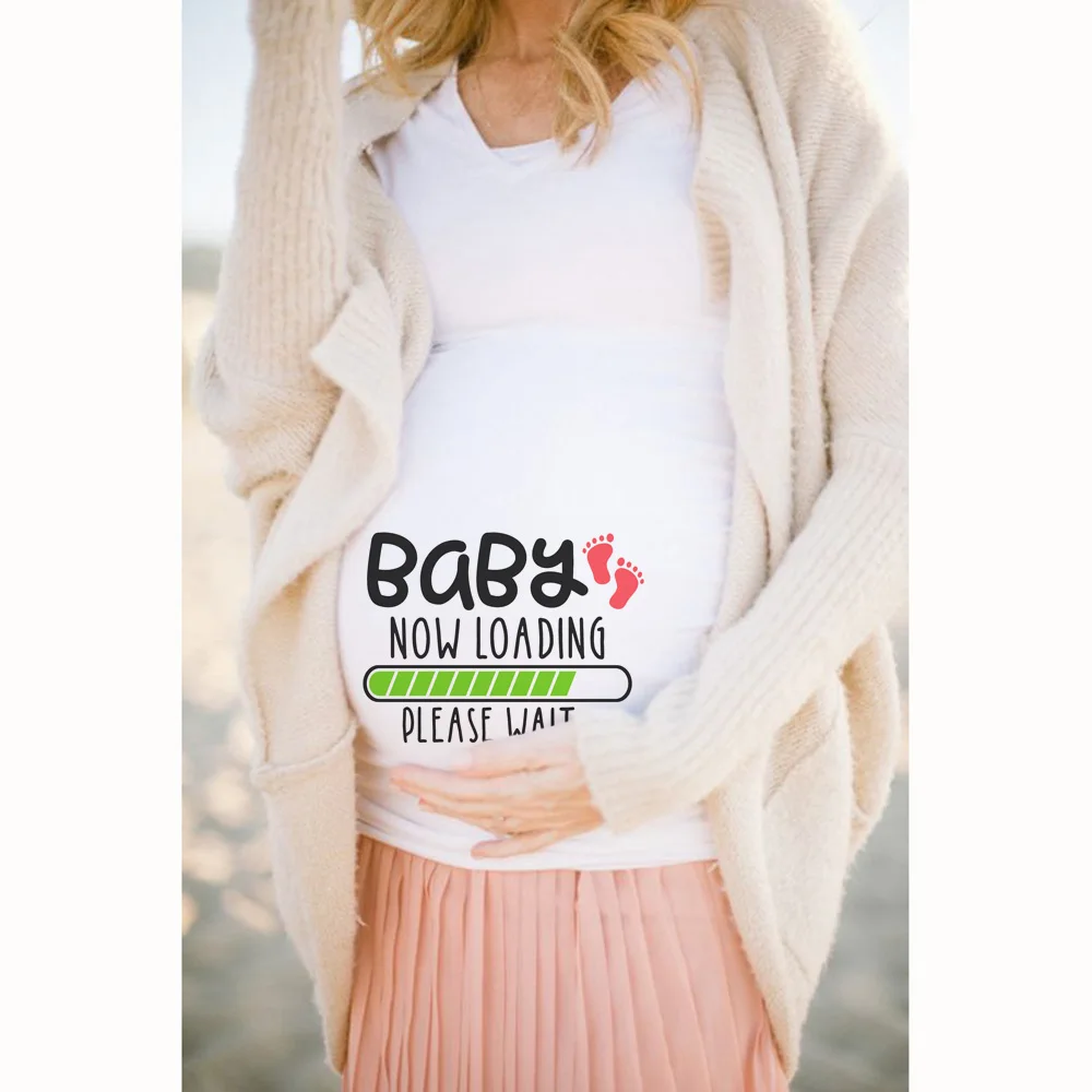 Tops Loading Pregnant-T-Shirts Maternity-Clothing Summer Short-Sleeve Plus-Size Funny