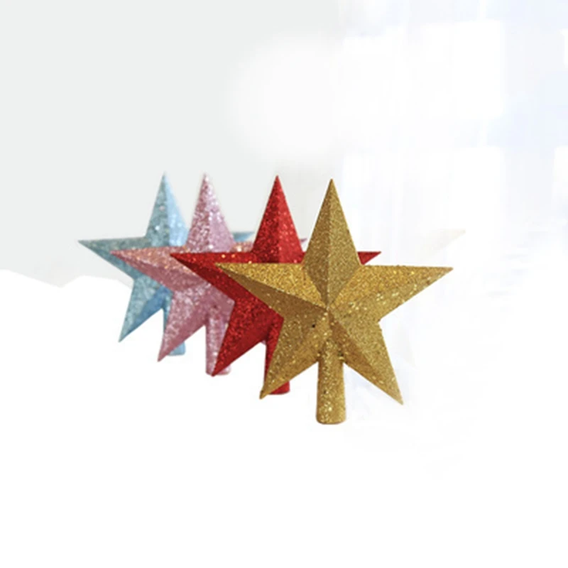 Christmas Tree Top Pink Sparkle Star Glittering Topper Ornament For Store Home Decoration