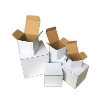 

50Pcs/Lot White Kraft Paper Box Square Gift Box 3-layer Corrugated Box Paper Packaging Carton Small Box Mailers 8 Sizes