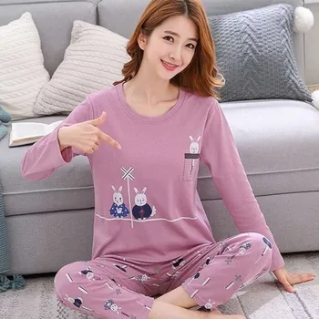 

Women Carton Cute Pijama Set Pattern Pajamas Set Female Thin Pijamas Mujer Autumn Spring Sleepwear