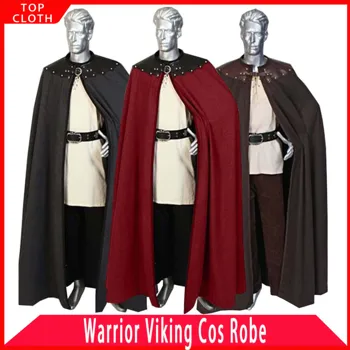 

Medieval England Saxon Queen Prince Costume Larp Medieval Knight Maxi Cloak Cape Warrior Viking Cos Robe for Men Stage Costume