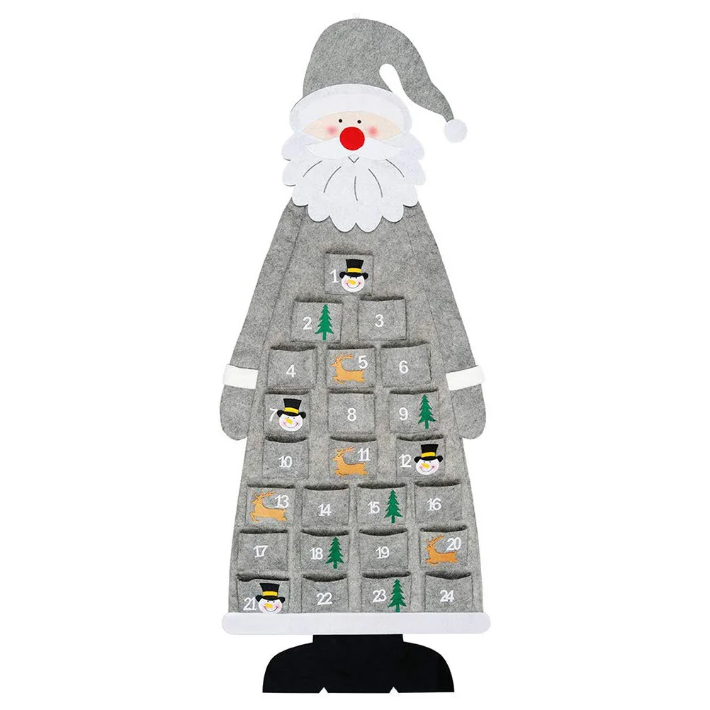 1 шт. подвесной Рождественский календарь с обратным отсчетом на рождественский подарок украшения календарь Санта Клауса с карманами - Цвет: Gray
