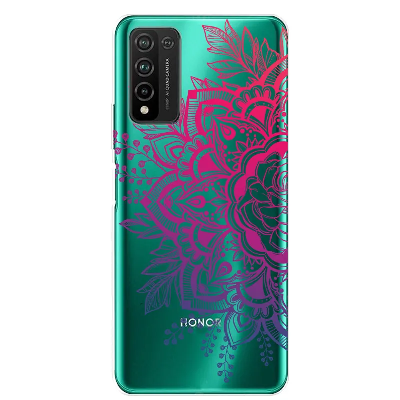 Floral Design Transparent Soft TPU Phone Case - Cute Silicone Cover for Huawei Honor 10X Lite