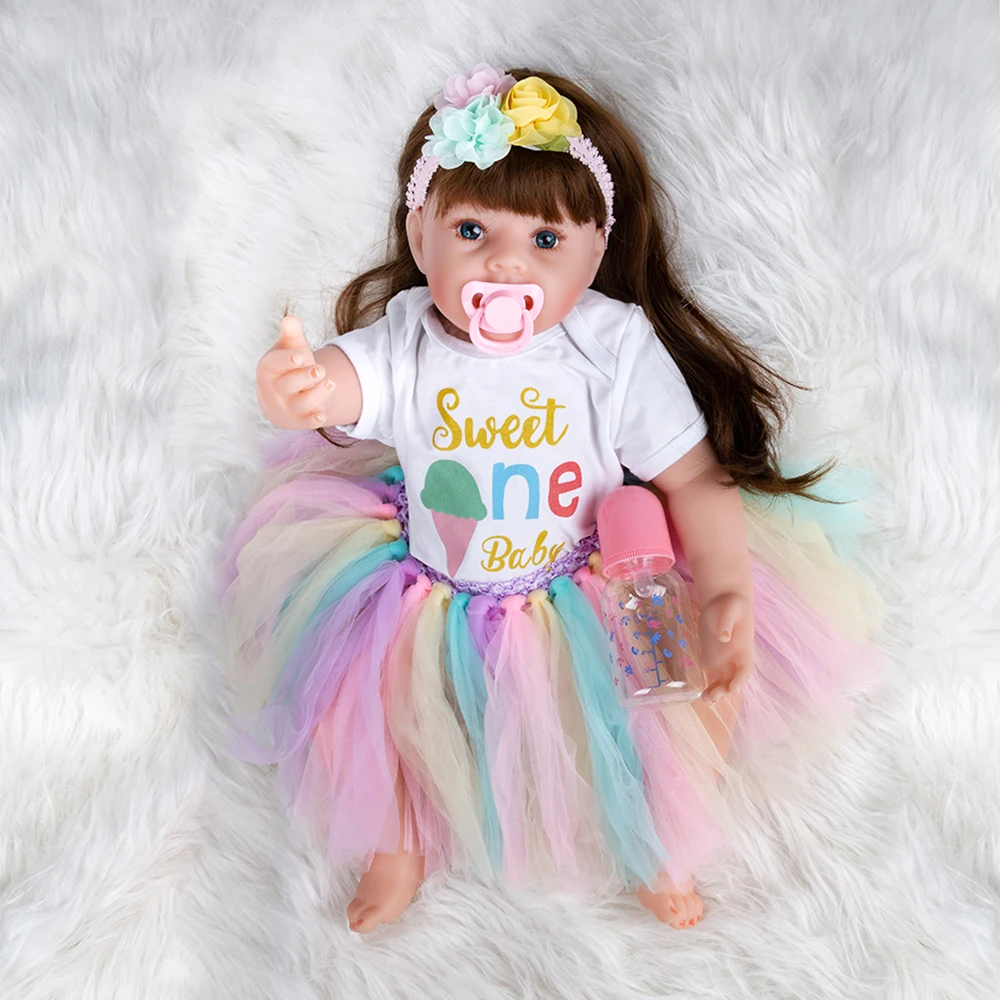 Новые 60 см куклы Boneca Новорожденные цветные детские куклы игрушка девочка реборн винил Девушки Куклы Дети высокий каблук Костюм Мягкий силикон