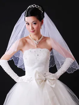 

White Woman Bridal Veils Wedding Veils Handmade Beaded Edge Wedding Accessories Velo da sposa