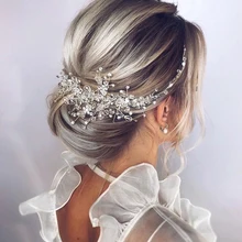 Vintage Rose gold Silver Wedding Accessories bridal headwear Shiny Crystal Hair comb Elegant banquet for women