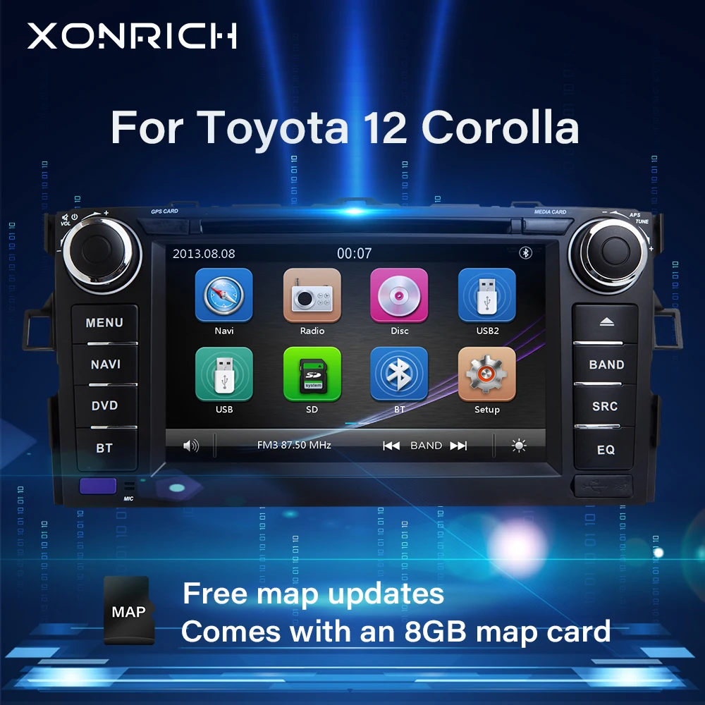 AutoRadio 2 Din Car DVD Player For Toyota AURIS Corolla Altis 2012 2013 Multimedia GPS Tape Recorder Stereo Navigation | Автомобили и