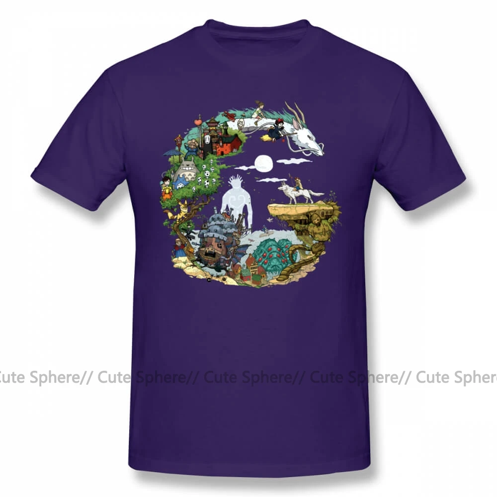 Purple Hayao miyazaki футболка hayao miyazaki аниме футболка с коротким рукавом 100 хлопок Футболка забавная уличная одежда графическая футболка - Цвет: Purple