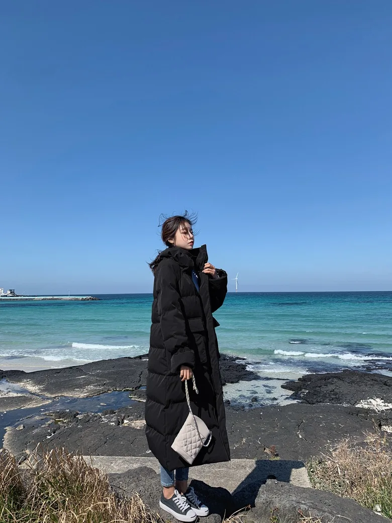 Cotton Coat Winter New Style Korean-style WOMEN'S Wear Retro CHIC Wind over-the-Knee Long hua bao ling Cotton-padded Jacket