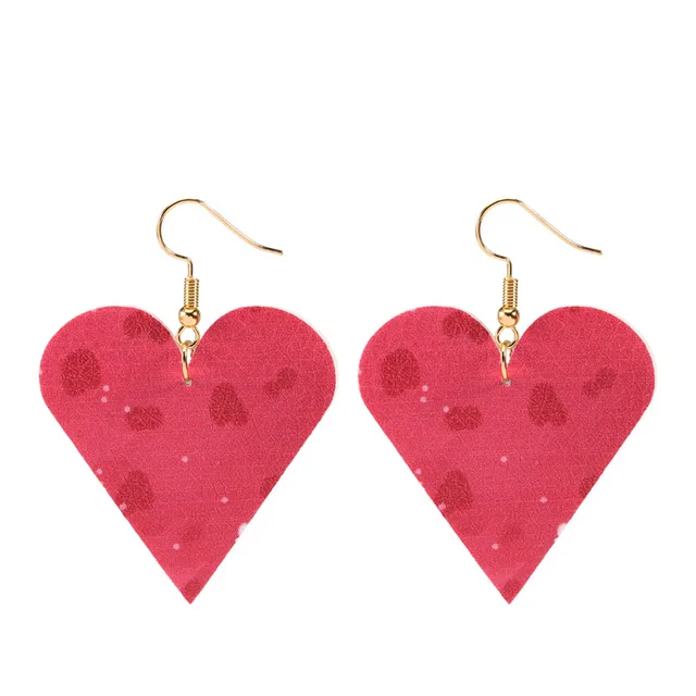 Love Heart Pendant Hollow Pu Leather Earrings New Dangle Earrings for women Valentine's Day Gift Wholesale valentine earrings T2195RD60