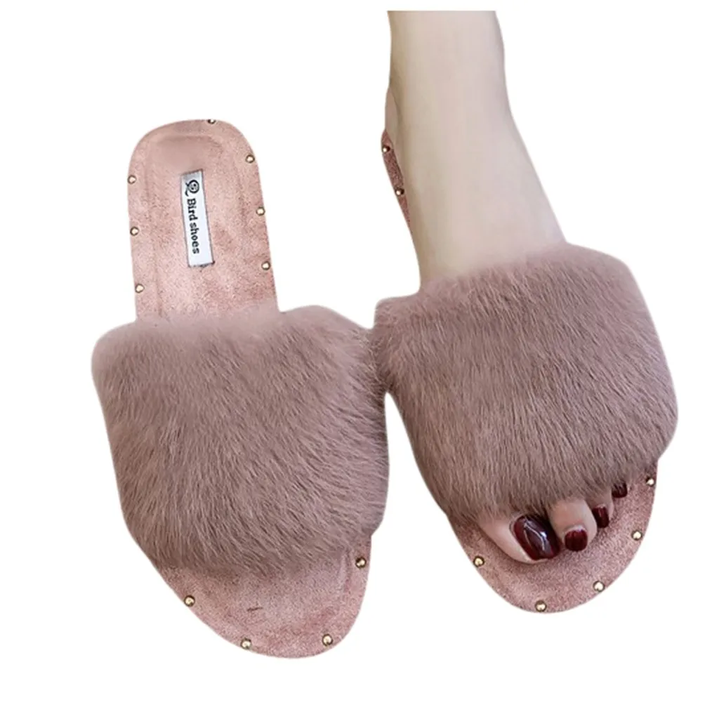

Lazy Shoes Winter Warm Indoor Non-Slip Home Shoes Winter Shoes Flats Casual One Band zapatos de mujer Big Size Home Slippers
