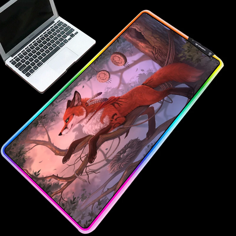 

Mairuige RGB Mouse Pad Cold Light LED Color Lock USB Charging Red Anime Home Computer Desk Mat Laptop Rug Rubber Back
