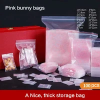 Pink Rabbit Small Plastic Zipper Bag Ziplock Bag Ziplock Pill Packaging Pouches Mini Zip lock Bags Plastic Packaging Bags 100pcs 2