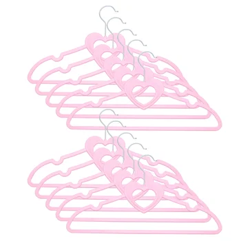 

10Pcs Heart Shape Plastic Coat Hanger Cute Clothes Hanger Practical Clothes Rack for Home (Pink)