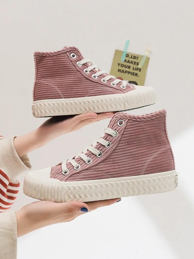 

2019 Fantastic Quality Winter Corduroy Fur Warm Women Shoes Comfortable Stylish High-top Designer Shoes Winter Women Sneakers