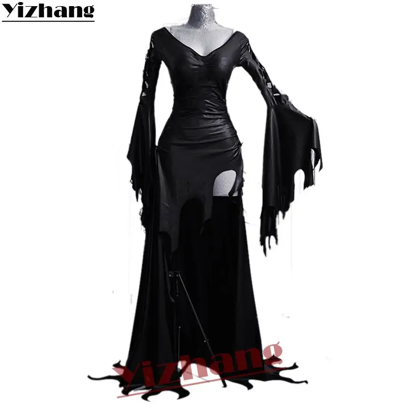 Ижанг Хэллоуин ведьмы вампира призрак невесты Платье черного цвета для