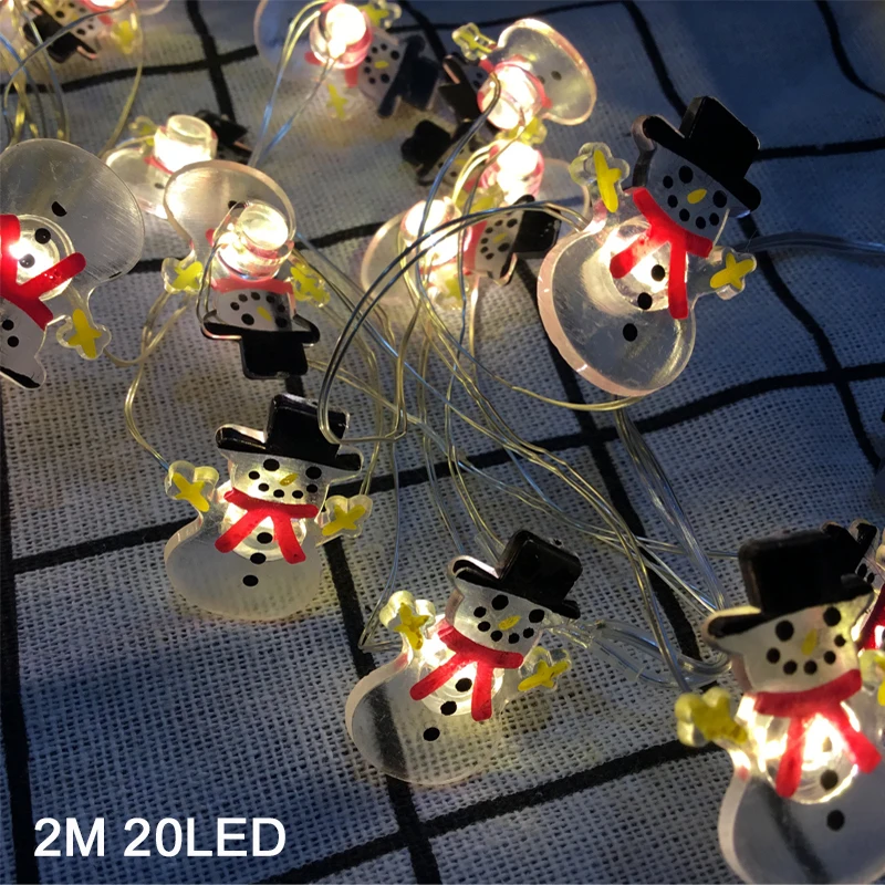 2M snowman Гирлянда Снежинки Снеговик сантаклаус струнные огни Luces De Davidad Новогодняя Рождественская елка сказочные огни светодиодные огни украшения - Испускаемый цвет: 2M snowman