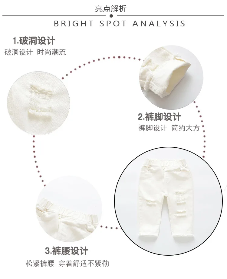 Girls Spring And Autumn Pants New Style Korean-style Children with Holes Casual Jeans Baby Loose Trousers