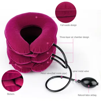 

Hot Drop Ship Inflatable Air Neck Traction Device Soft Neck Cervical Collar Pillow Pain Stress Relief Neck Stretcher US Stock
