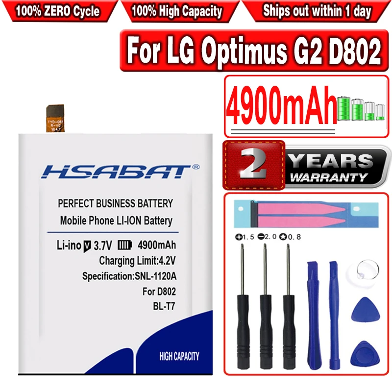 Аккумулятор HSABAT BL-T7 4900 мАч для LG Optimus G2 D802 D803 4G LTE D800 D801 LS980 аккумулятор BLT7 BL T7 lg |