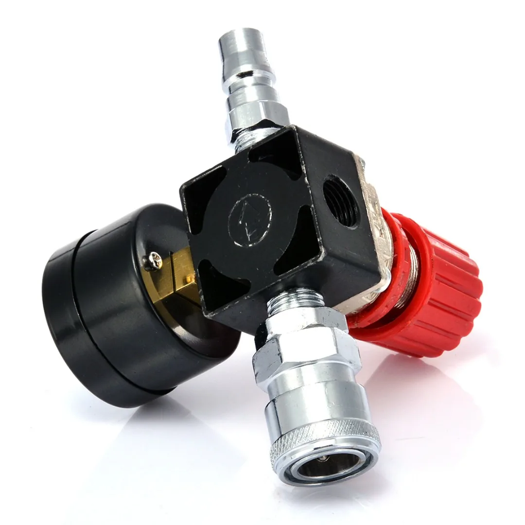 1pc 180PSI 12 Bar Pressure Regulator  Switch Control Valve with Gauges 1/4" For Air Compressor