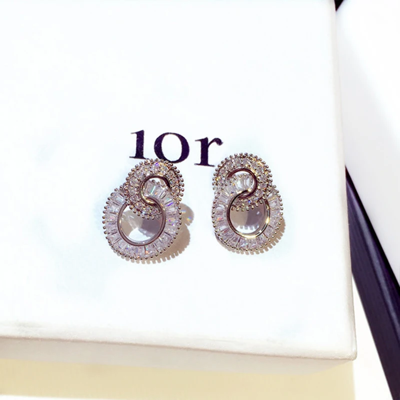 New Arrive Double Circle Shine Zircon Earring for Women Romantic AAA Zircon Stud Earring Bling Drop Ear Ring Jewelry Brincos - Image 3