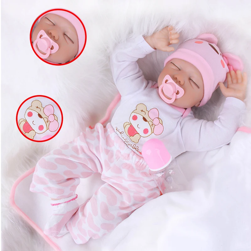 

ZIYIUI 22 Inch 55 Cm Realistic Reborn Dolls Closed Eyes Lifelike Silicone Vinyl Sleeping Babies Girl Fashion Children Toys