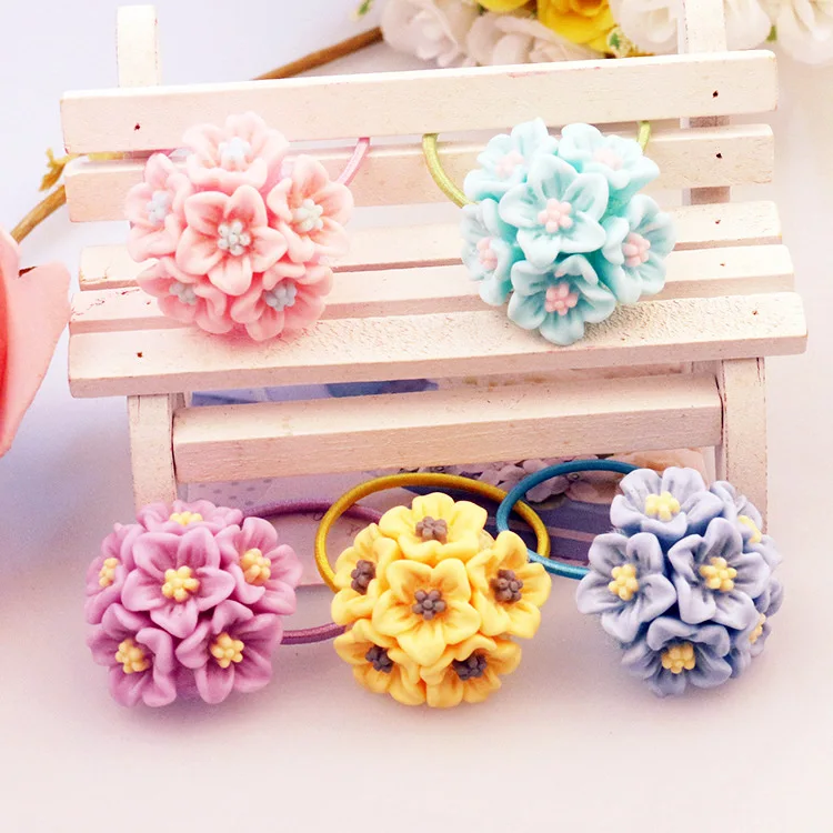 Fashion Girls Hair Accessories Rustic Small Fresh Flower Beaded Pearl Headband Rubber Band Elastic Bands |