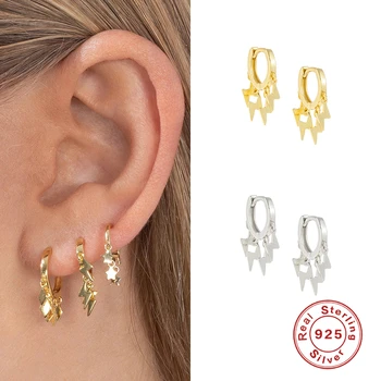 

Luxury 925 Sterling Silver Hoop Earrings For Women Earring brinco Lightning Pendant Earrings Fine Jewelry oorbellen Couple Gift
