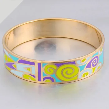 

Zlxgirl jewelry 16mm Width Big Bracelet accessory Vintage Steel Enamel Bracelet Bangles for Women's Birthday Gift