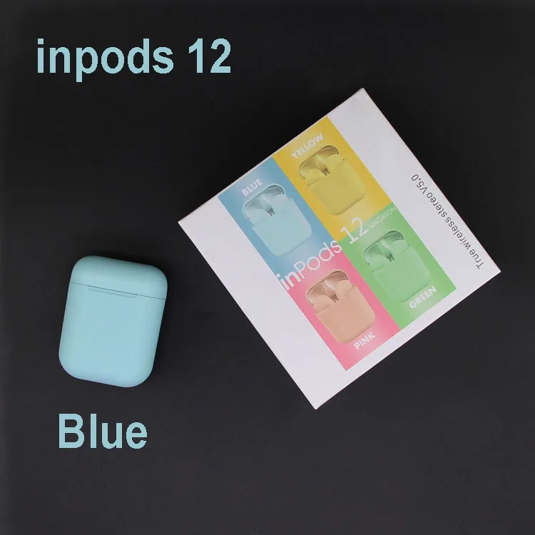 Inpods 12 наушники i7s i9s i11 i12 Tws беспроводные Bluetooth наушники гарнитура Прямая поставка - Цвет: Matte Blue