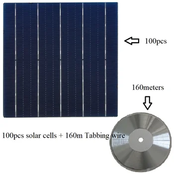 

Solar Panel DIY Kits 100pcs High Efficiency Monocrystalline Solar Cells With Enough Tabbing wires and Busbar wire
