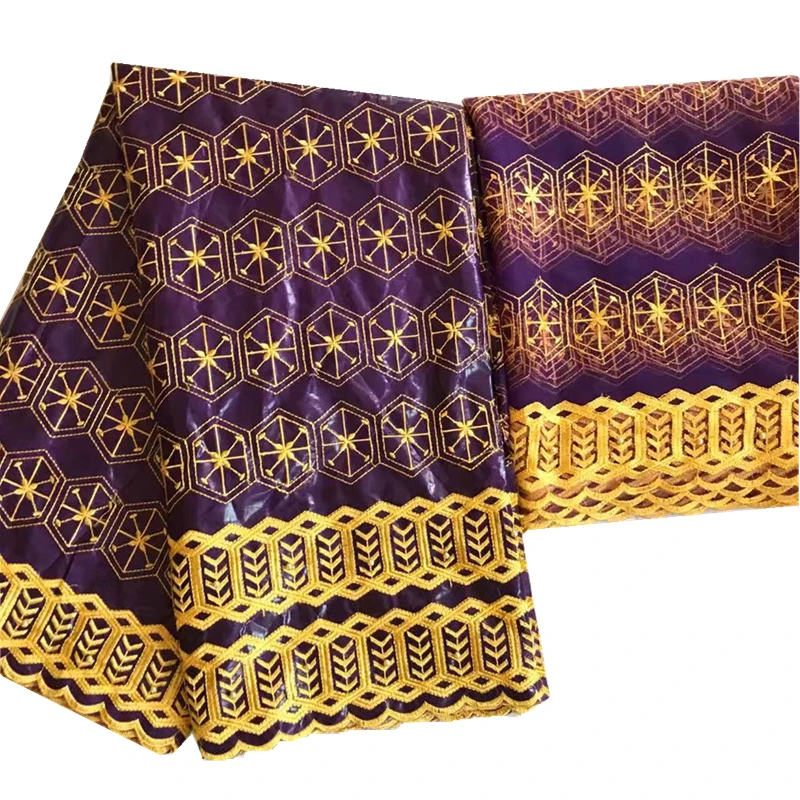 Фиолетовый Базен riche getzner с вышивкой bazin brode getzner хлопковая ткань tissu Африканский Базен riche с сеткой кружева 5+ 2 ярдов