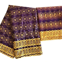 Фиолетовый Базен riche getzner с вышивкой bazin brode getzner хлопковая ткань tissu Африканский Базен riche с сеткой кружева 5+ 2 ярдов