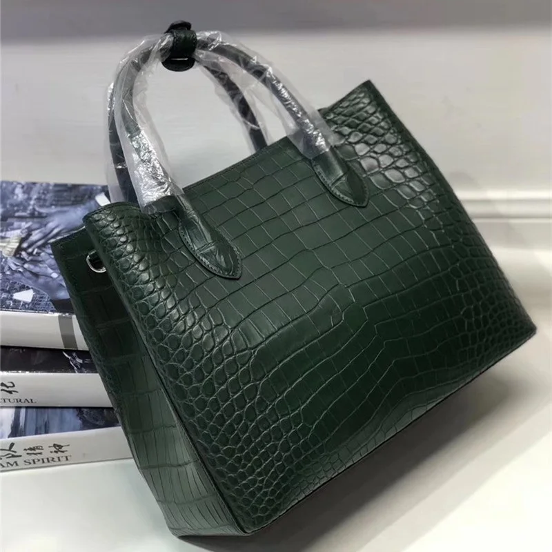 Bolso de piel auténtica de cocodrilo para mujer, cartera amarilla grande de  piel de cocodrilo auténtica, bolso de un solo hombro| | - AliExpress